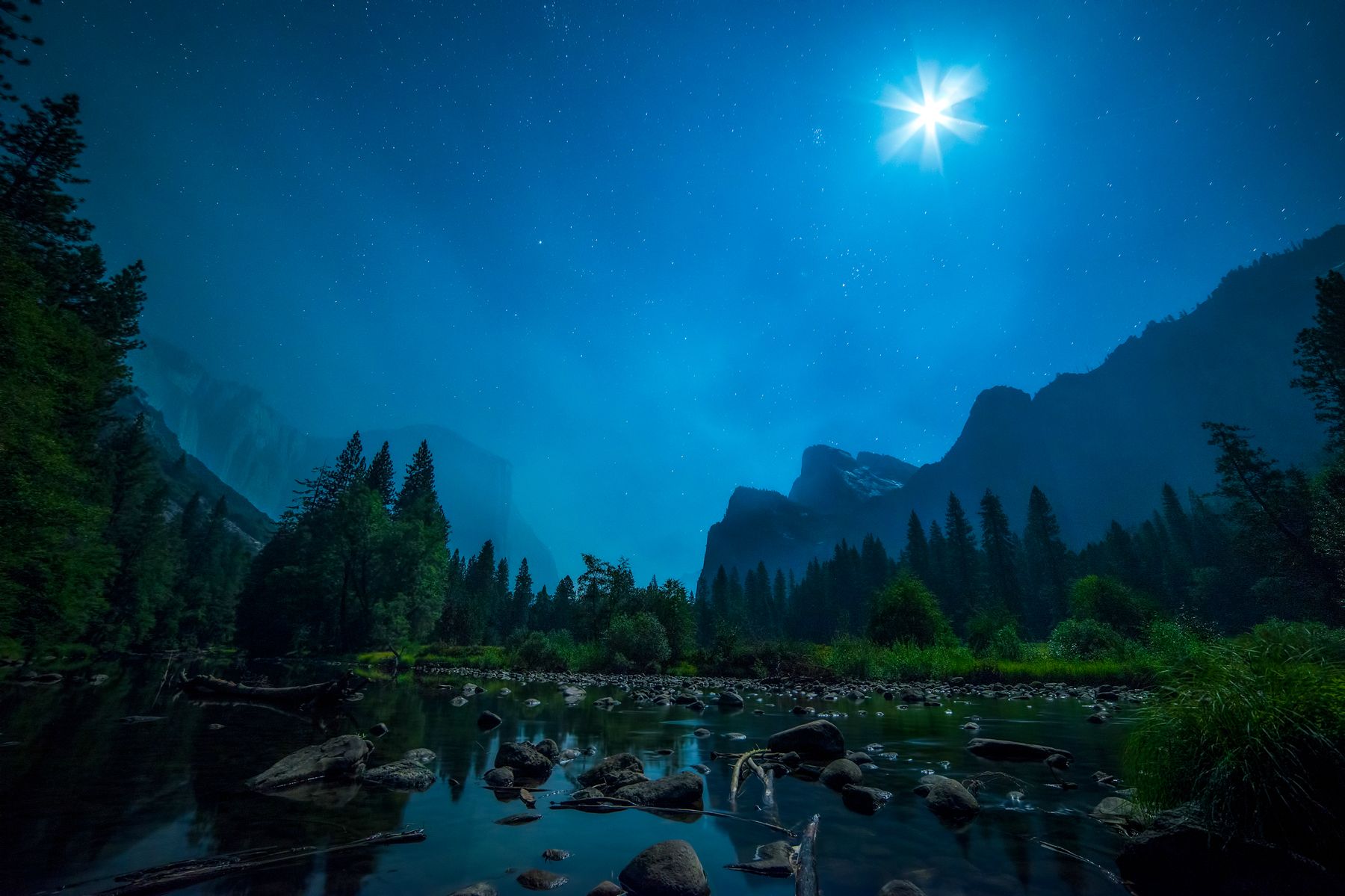  " gates of the valley or valley view  "yosemite in moonlight, 17th august 2014 